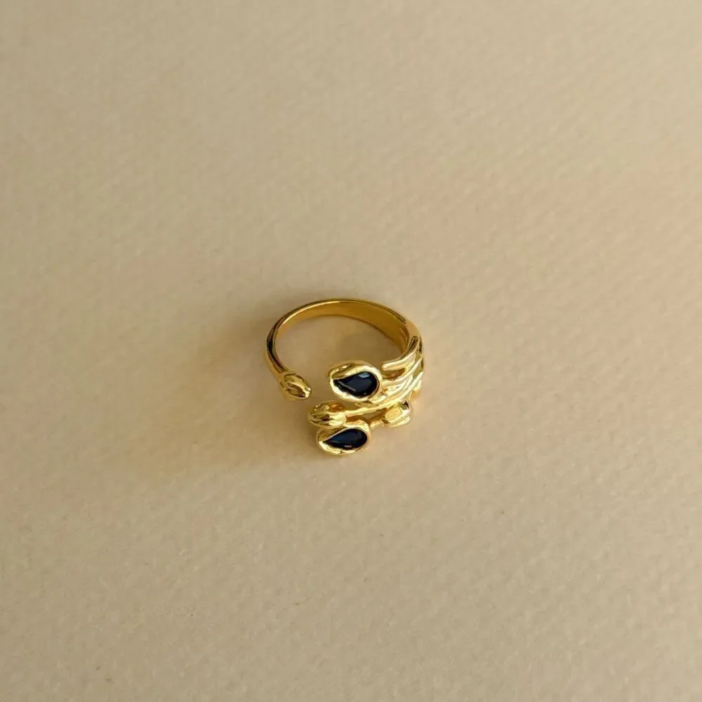 Black Teardrop Ring N1809